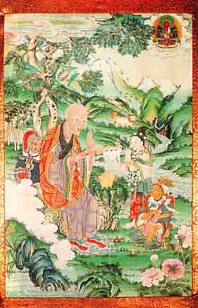 十六羅漢圖 十六羅漢圖之第十一尊者：羅怙羅, 891 - 貫休- WikiArt.org
